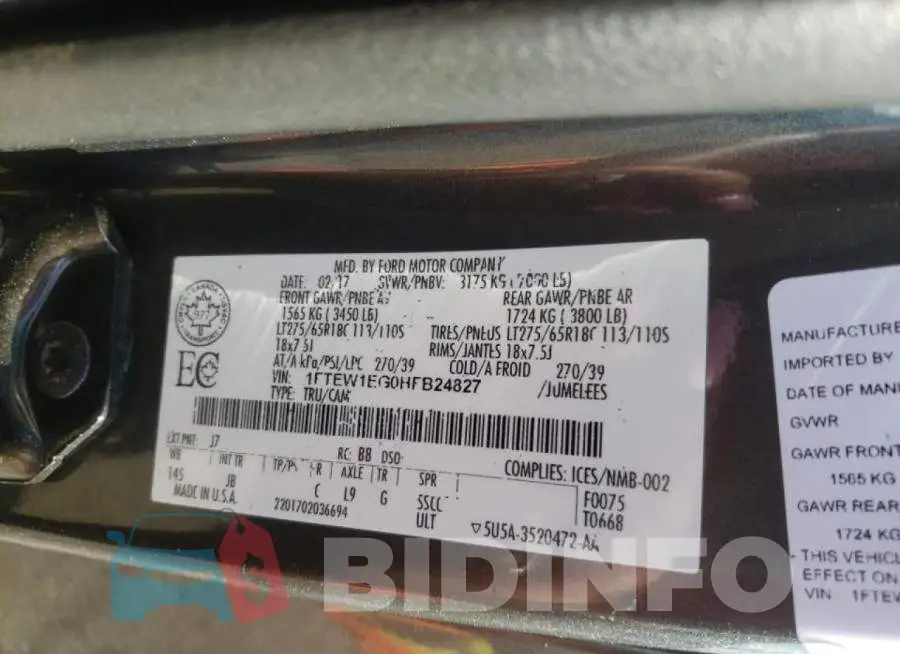 1FTEW1EG0HFB24827 Photo# 10