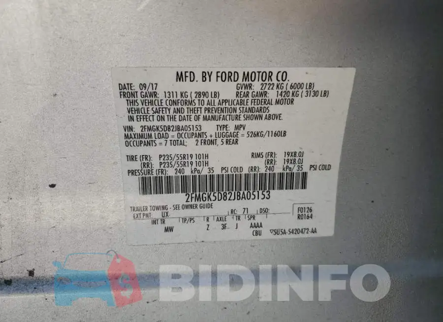 2FMGK5D82JBA05153 Photo# 13