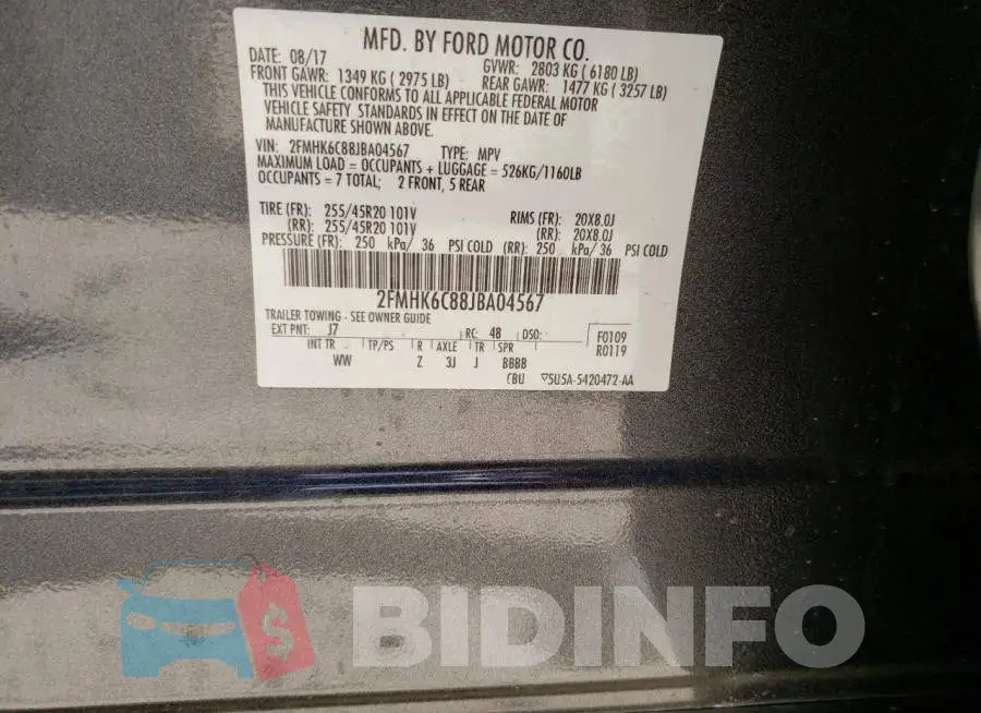 2FMHK6C88JBA04567 Photo# 10