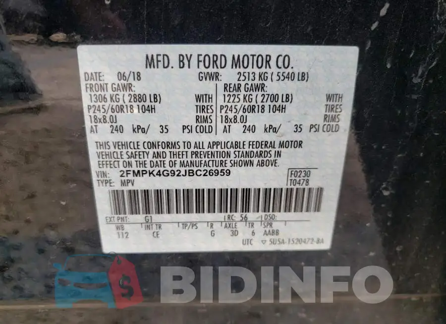 2FMPK4G92JBC26959 Photo# 10
