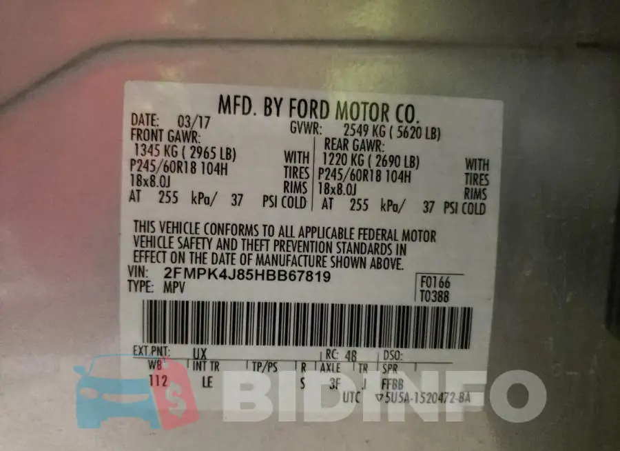 2FMPK4J85HBB67819 Photo# 10