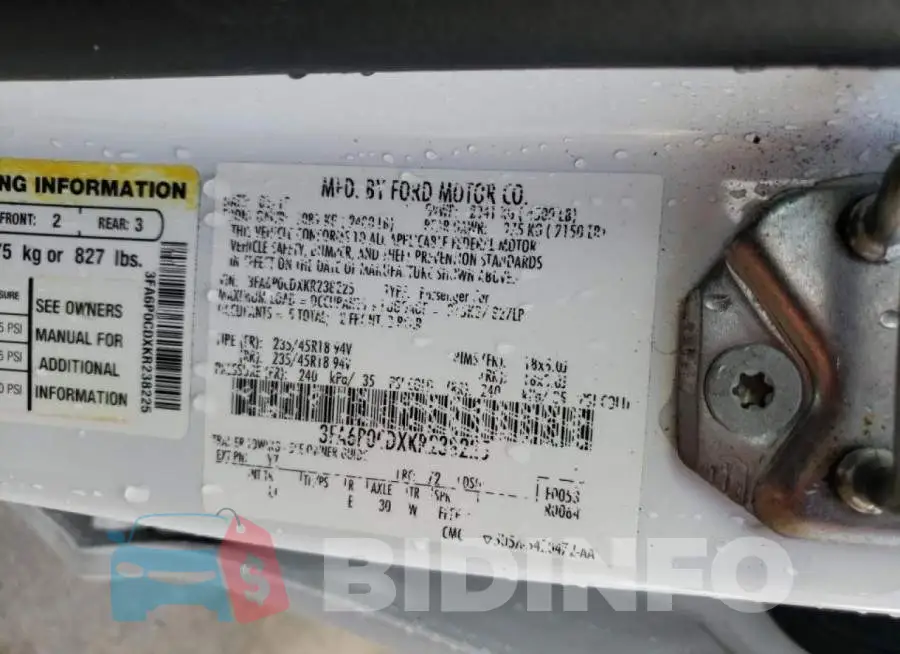 3FA6P0CDXKR238225 Photo# 10