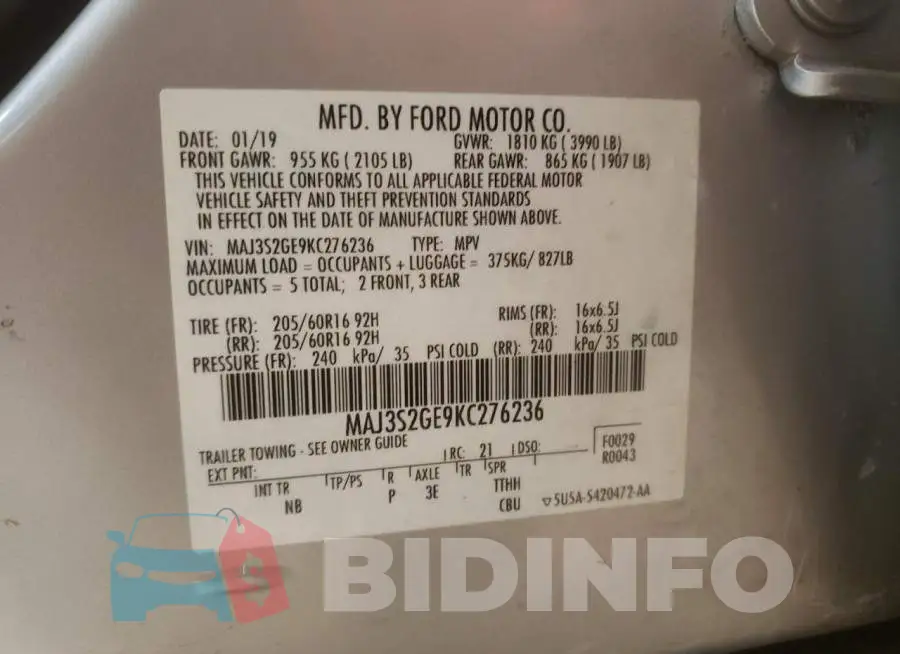 MAJ3S2GE9KC276236 Photo# 10