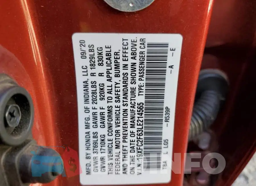 19XFC2F63LE214565 Photo# 10