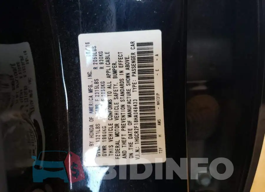1HGCR2F18HA048433 Photo# 10