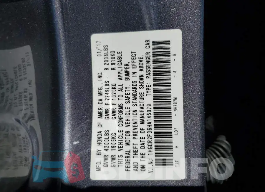 1HGCR2F36HA145079 Photo# 10
