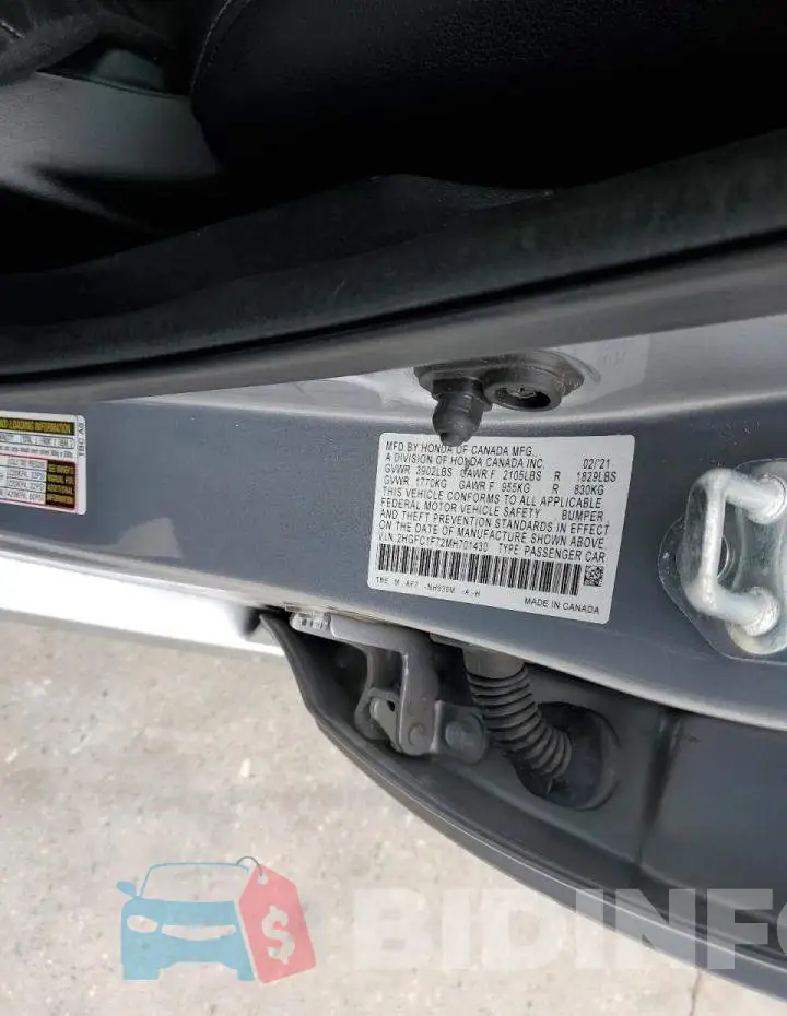 2HGFC1F72MH701430 Photo# 12