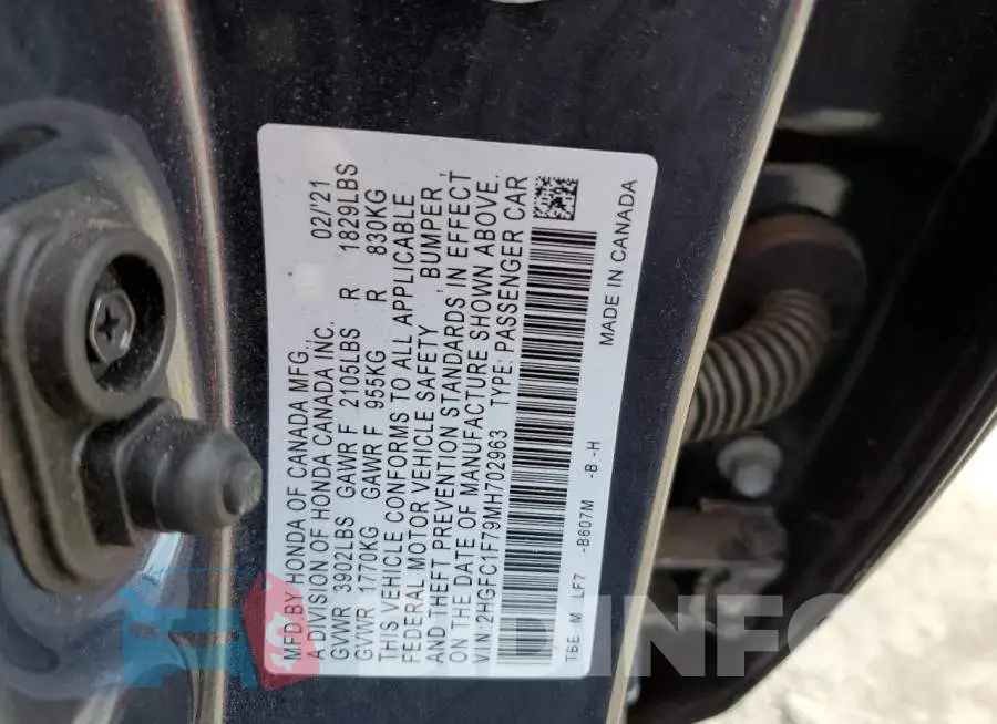 2HGFC1F79MH702963 Photo# 10