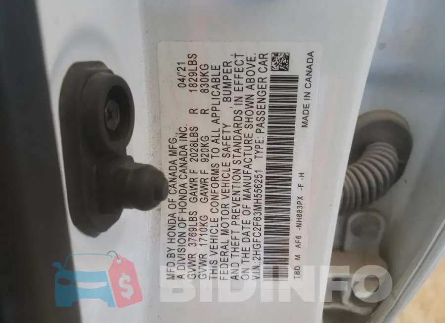 2HGFC2F63MH556251 Photo# 10