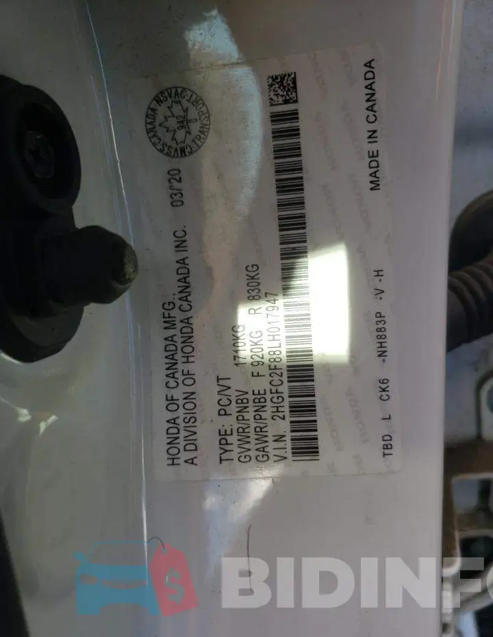 2HGFC2F88LH017947 Photo# 10