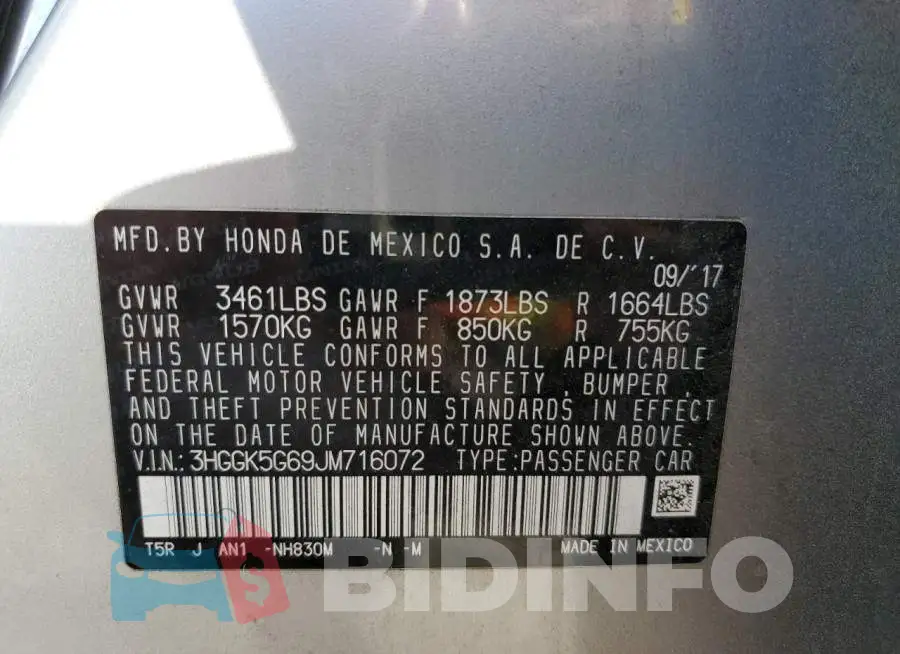 3HGGK5G69JM716072 Photo# 10