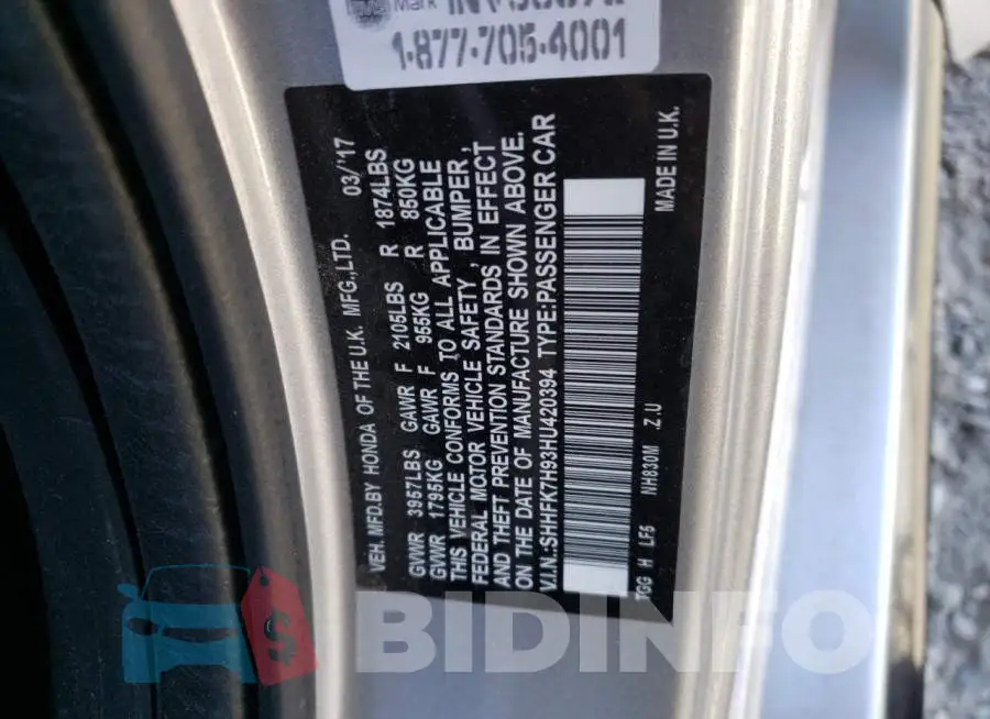 SHHFK7H93HU420394 Photo# 10