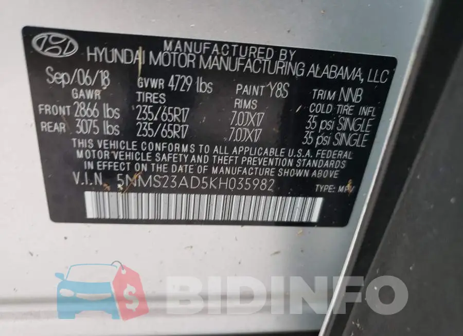 5NMS23AD5KH035982 Photo# 10