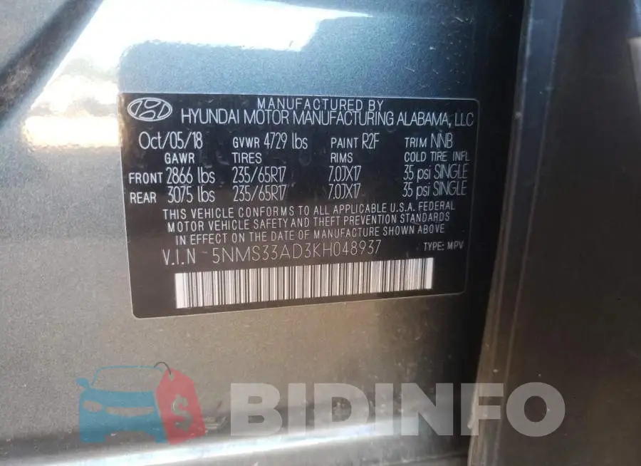 5NMS33AD3KH048937 Photo# 10
