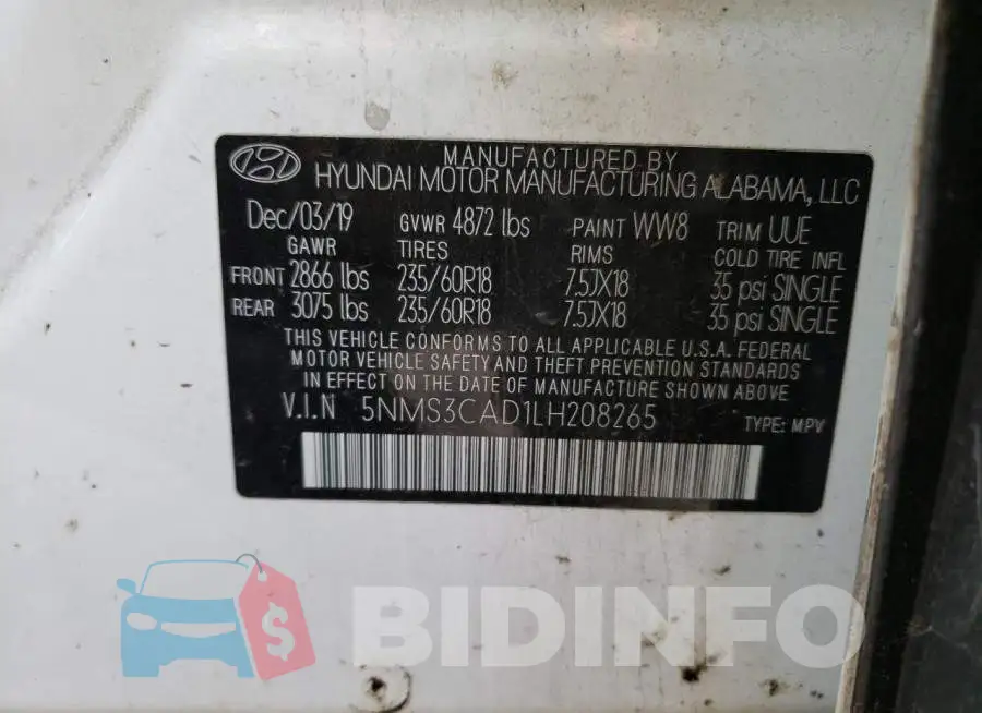 5NMS3CAD1LH208265 Photo# 12