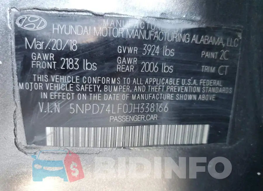 5NPD74LF0JH338166 Photo# 10
