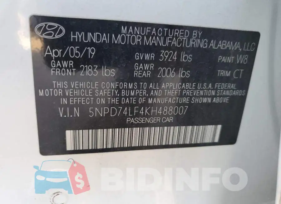 5NPD74LF4KH488007 Photo# 10