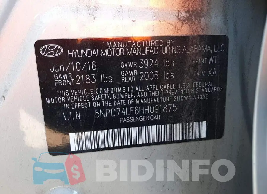 5NPD74LF6HH091875 Photo# 12