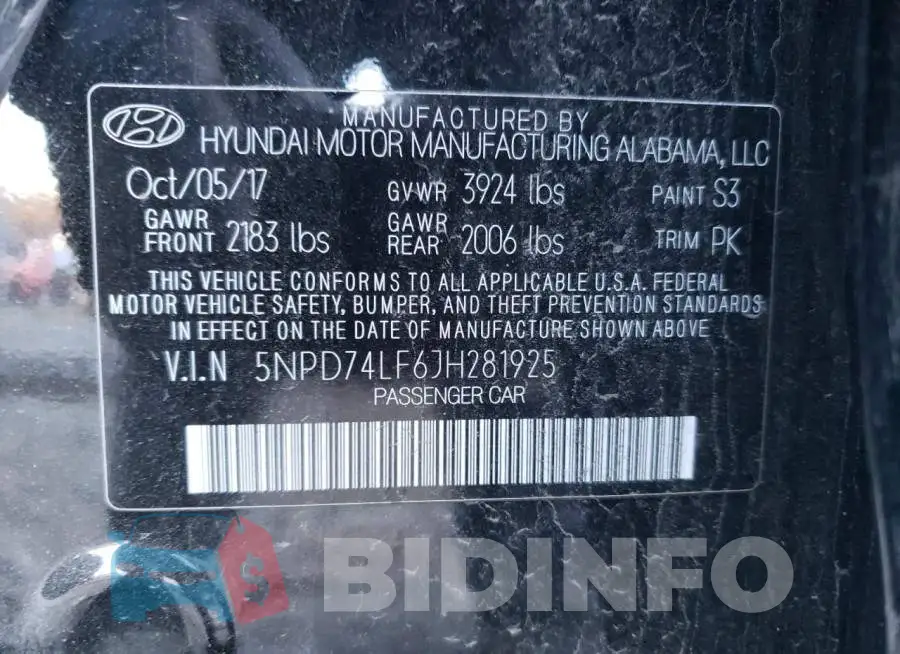 5NPD74LF6JH281925 Photo# 12