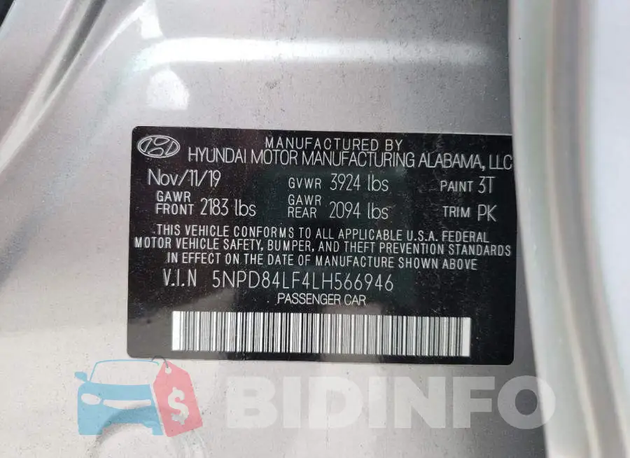 5NPD84LF4LH566946 Photo# 10