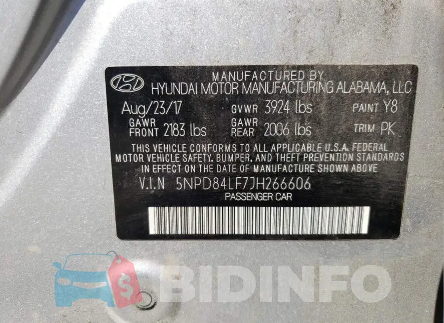 5NPD84LF7JH266606 Photo# 10