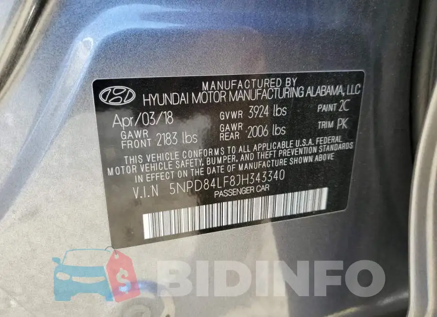 5NPD84LF8JH343340 Photo# 10