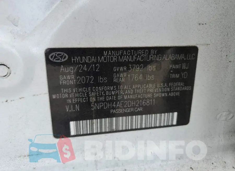 5NPDH4AE2DH216811 Photo# 10