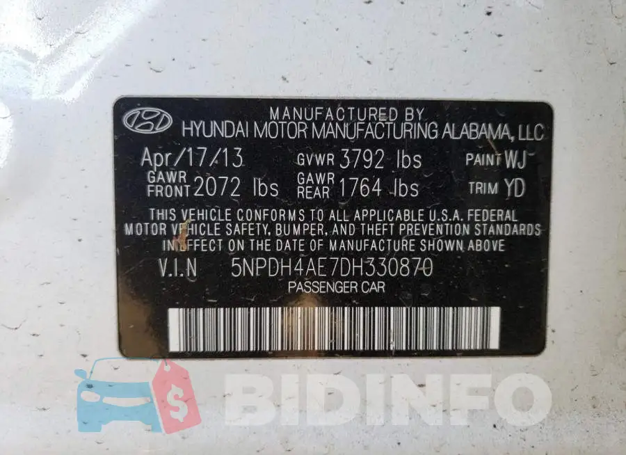5NPDH4AE7DH330870 Photo# 12