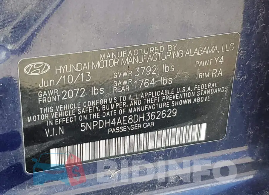 5NPDH4AE8DH362629 Photo# 12