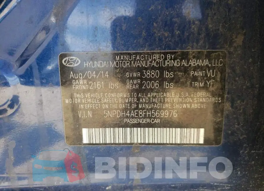 5NPDH4AE8FH569976 Photo# 10