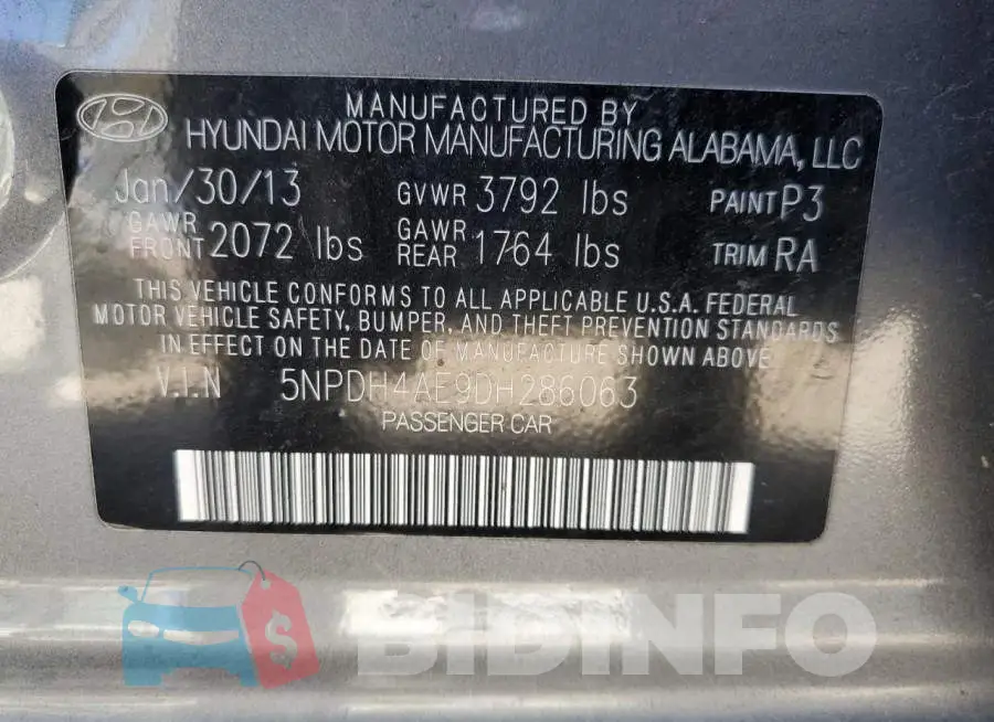 5NPDH4AE9DH286063 Photo# 10
