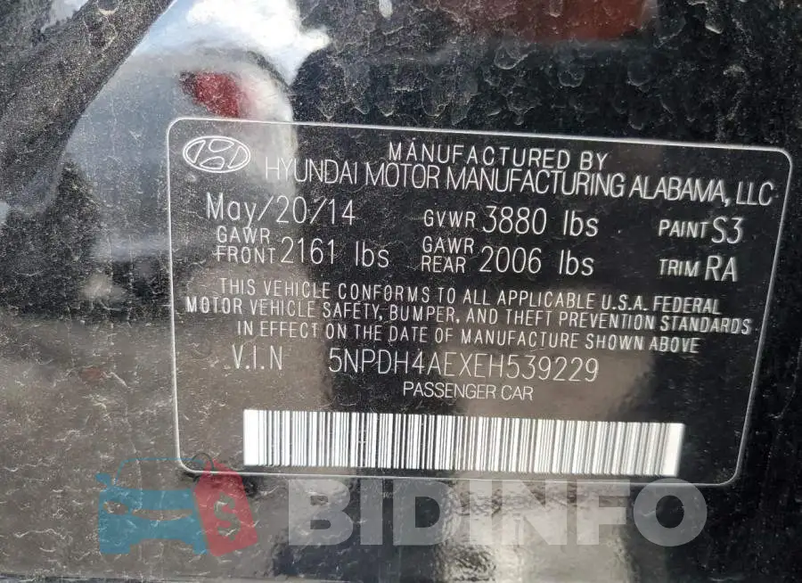 5NPDH4AEXEH539229 Photo# 10