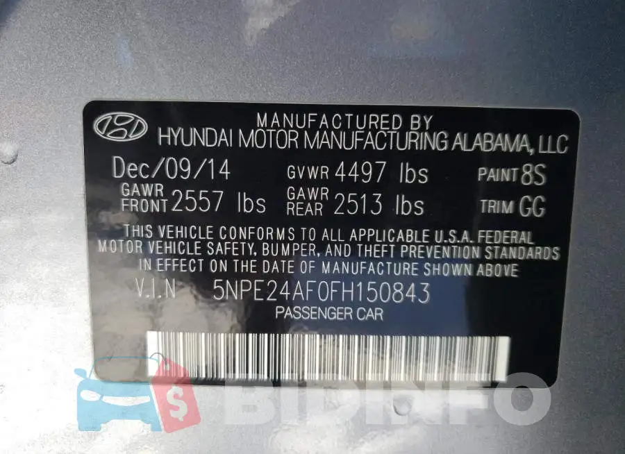 5NPE24AF0FH150843 Photo# 10