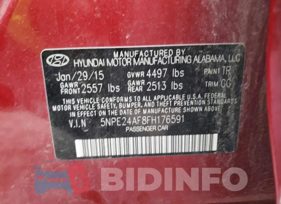 5NPE24AF8FH176591 Photo# 10