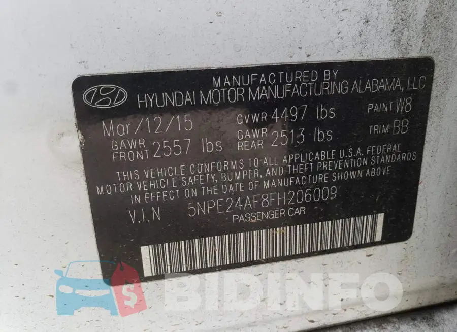 5NPE24AF8FH206009 Photo# 10