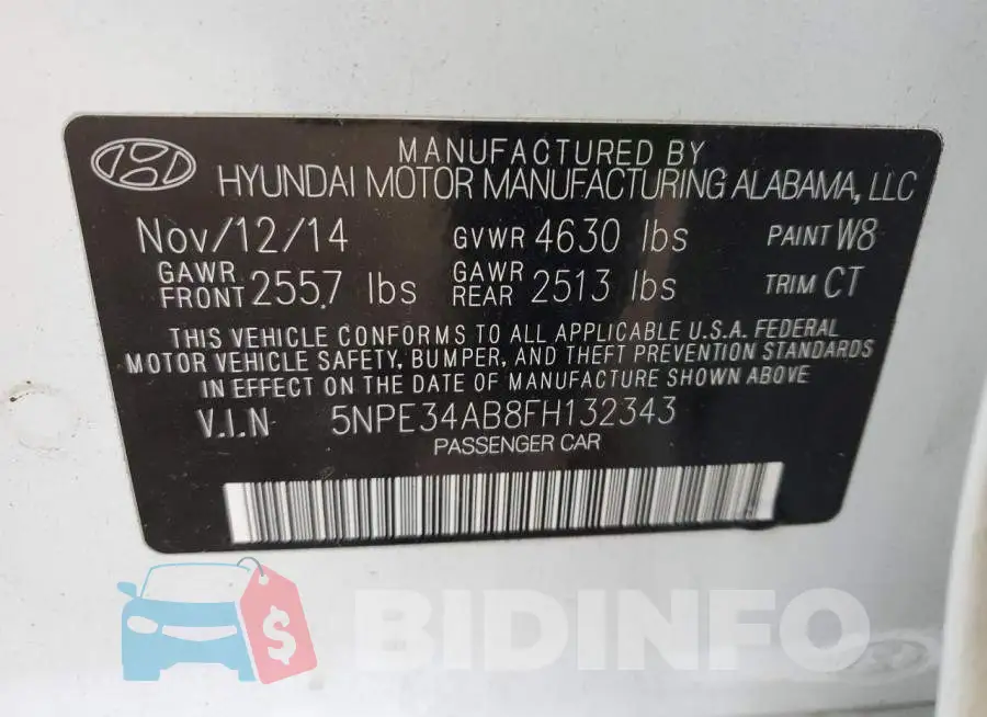 5NPE34AB8FH132343 Photo# 13