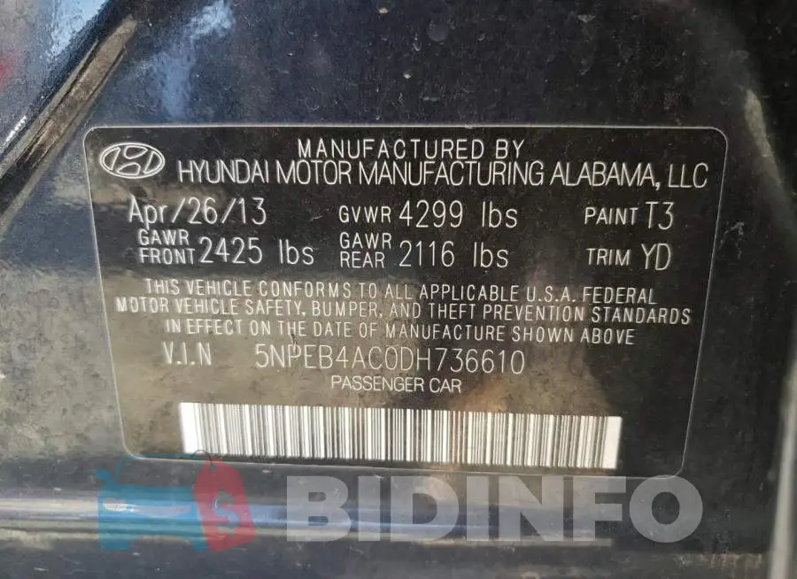 5NPEB4AC0DH736610 Photo# 12