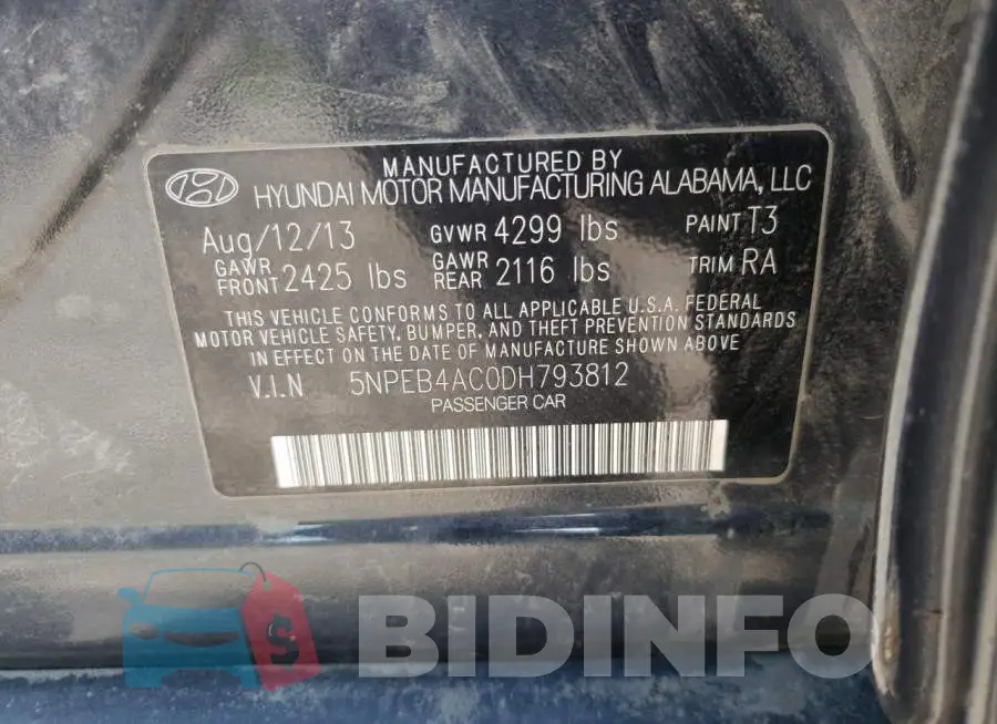 5NPEB4AC0DH793812 Photo# 10