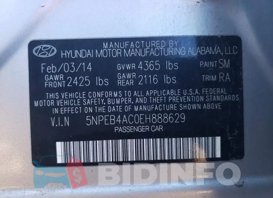 5NPEB4AC0EH888629 Photo# 10