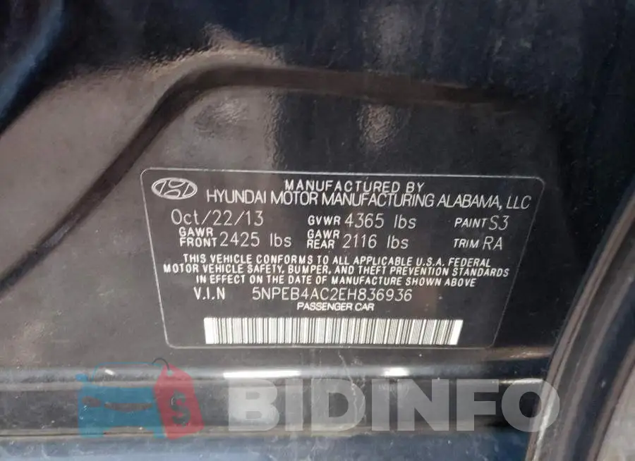 5NPEB4AC2EH836936 Photo# 12