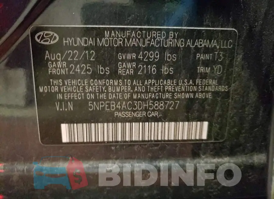 5NPEB4AC3DH588727 Photo# 12