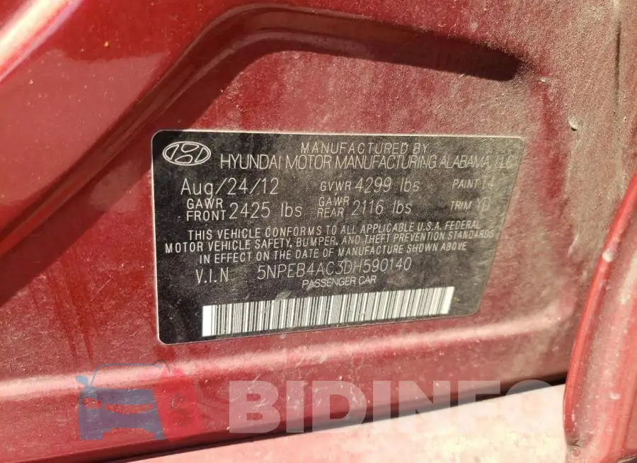 5NPEB4AC3DH590140 Photo# 10