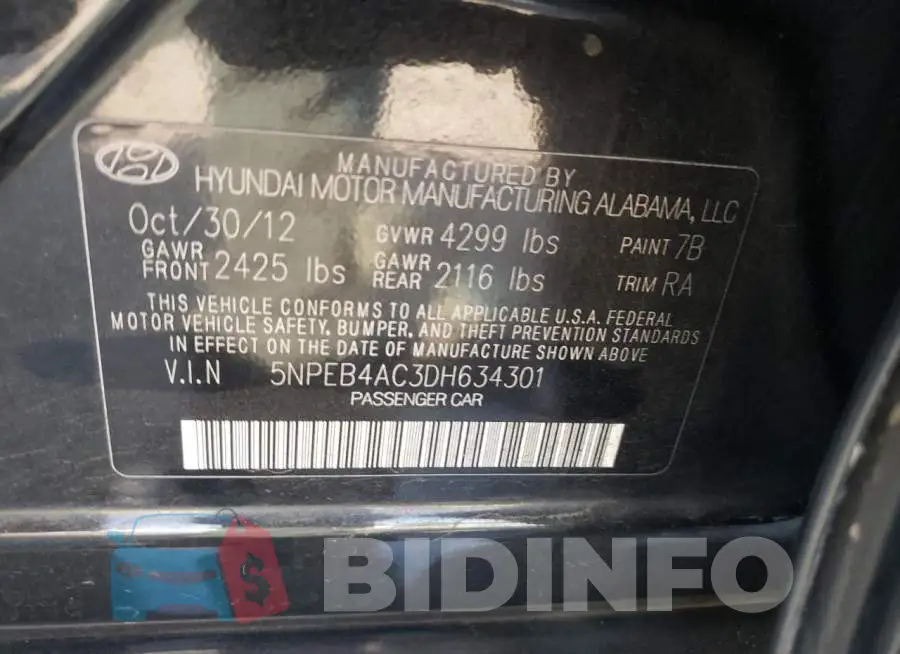 5NPEB4AC3DH634301 Photo# 10