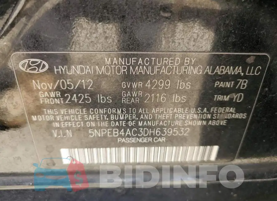 5NPEB4AC3DH639532 Photo# 12