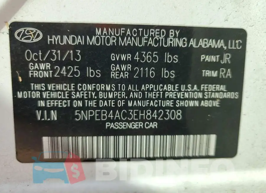 5NPEB4AC3EH842308 Photo# 13