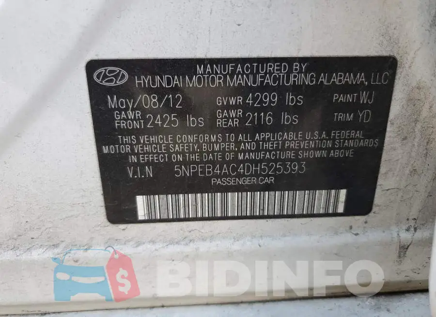 5NPEB4AC4DH525393 Photo# 10