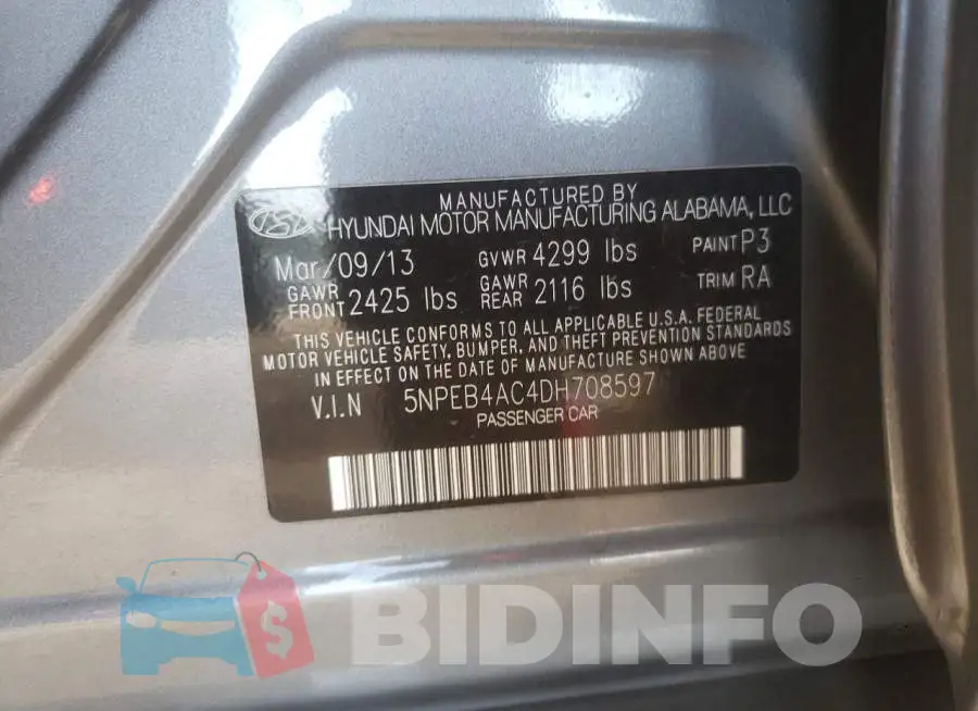 5NPEB4AC4DH708597 Photo# 10