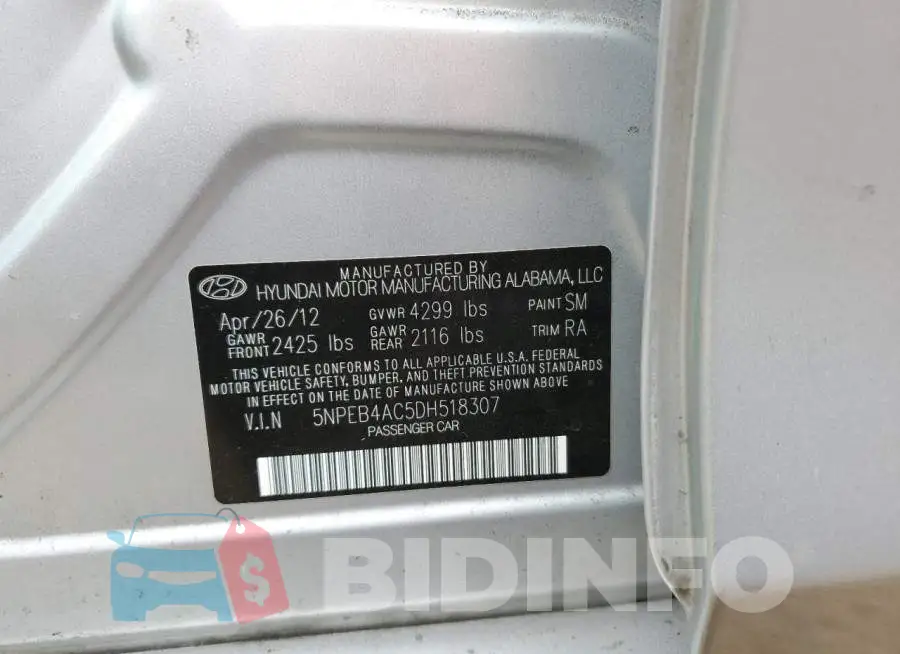 5NPEB4AC5DH518307 Photo# 10