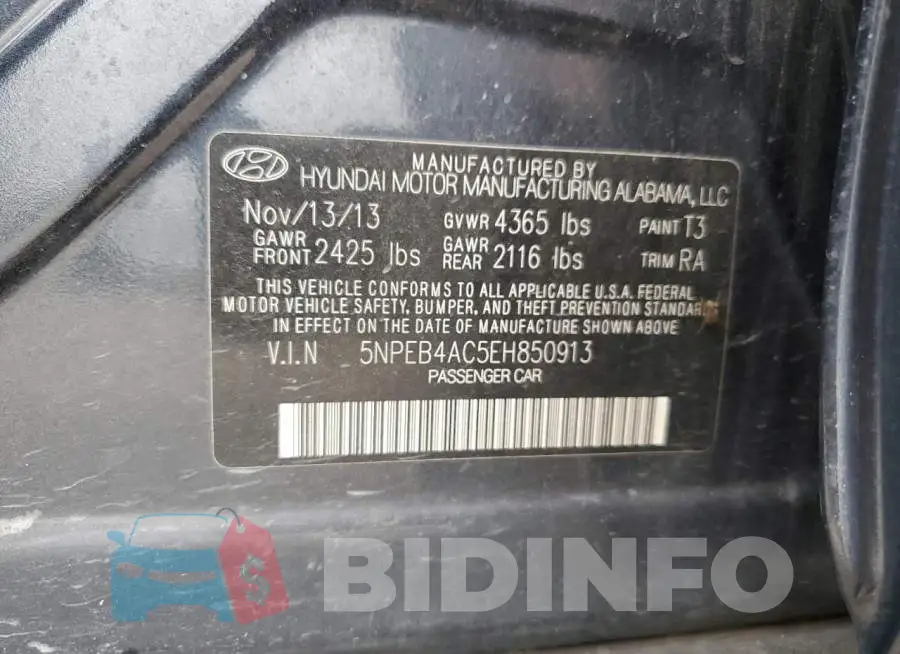 5NPEB4AC5EH850913 Photo# 13