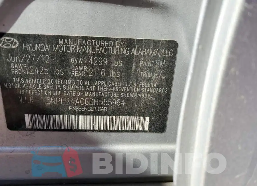 5NPEB4AC6DH555964 Photo# 10